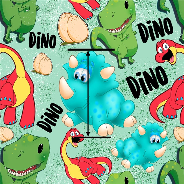 Dinosaurs Printed Faux Leather Sheet Litchi has a pebble like feel with bright colors