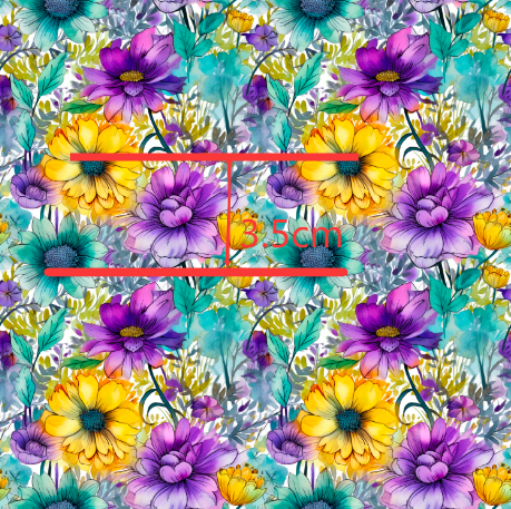 Flowers Purple, Green and Gold Bullet Printed Fabric FeeFiFauxLeather