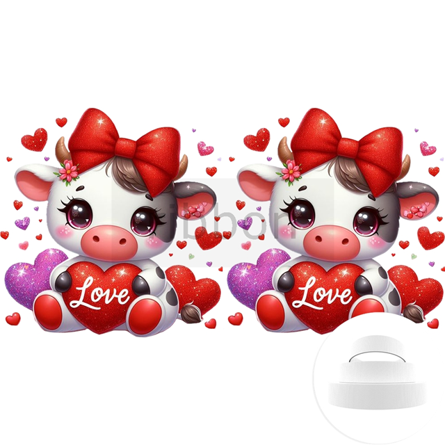 Valentine Cow 1 Yard Printed Grosgrain Ribbon