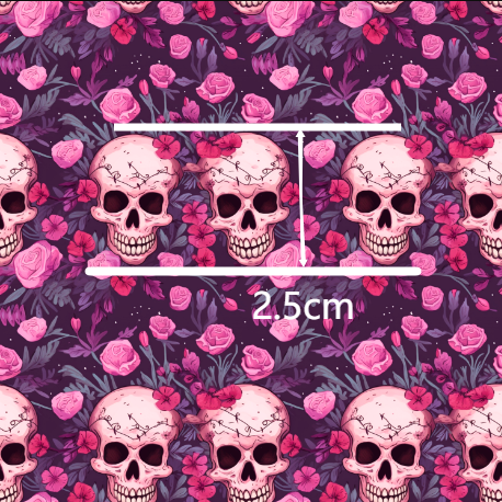 Skulls Printed Smooth Faux Leather Sheet FeeFiFauxLeather