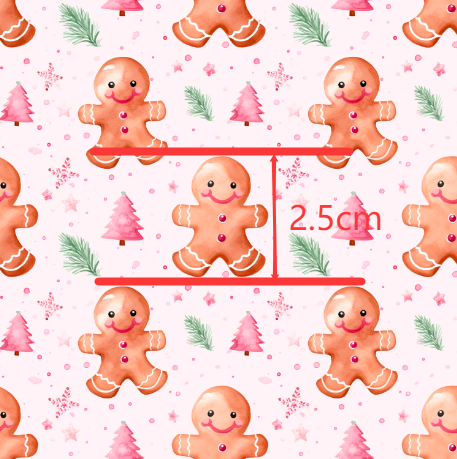 Gingerbread Christmas  Printed Smooth Faux Leather Sheet FeeFiFauxLeather