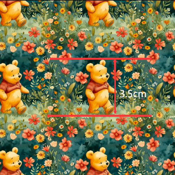Pooh Bear Printed Smooth Faux Leather Sheet FeeFiFauxLeather