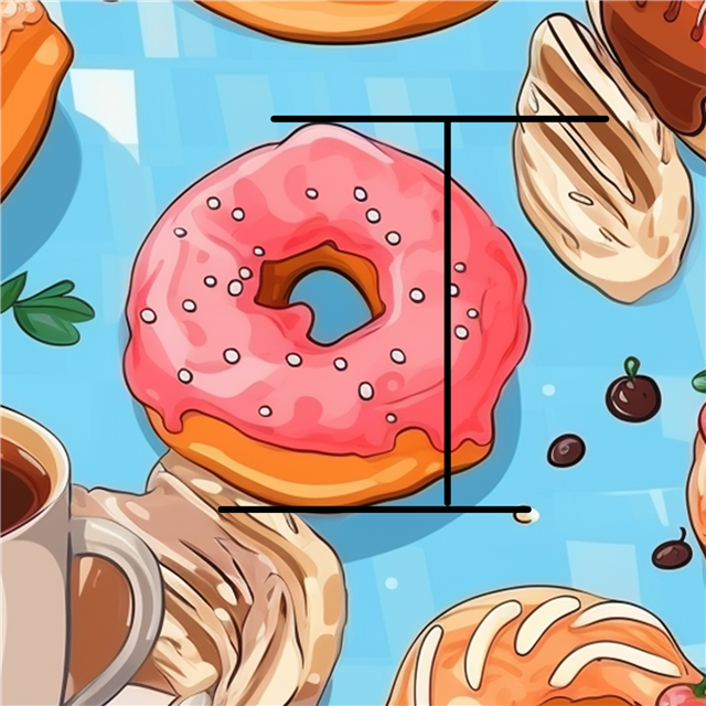 Donuts and Coffee Printed Faux Leather Sheet Litchi has a pebble like feel with bright colors