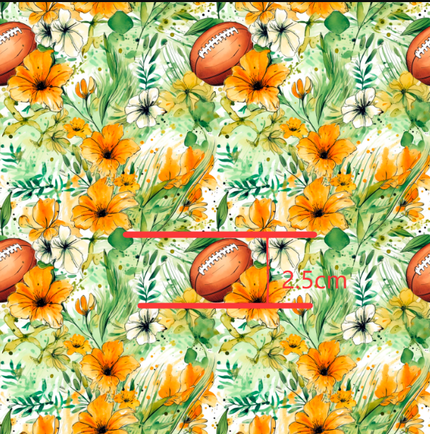 Football Printed Smooth Faux Leather Sheet FeeFiFauxLeather