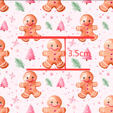 Gingerbread Christmas Bullet Printed Fabric FeeFiFauxLeather