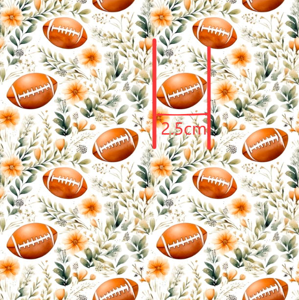 Football Printed Smooth Faux Leather Sheet FeeFiFauxLeather