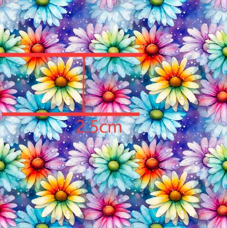 Flowers Printed Smooth Faux Leather Sheet FeeFiFauxLeather