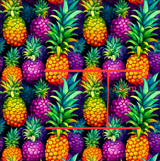 Pineapple Purple, Green and Gold Printed Smooth Faux Leather Sheet FeeFiFauxLeather