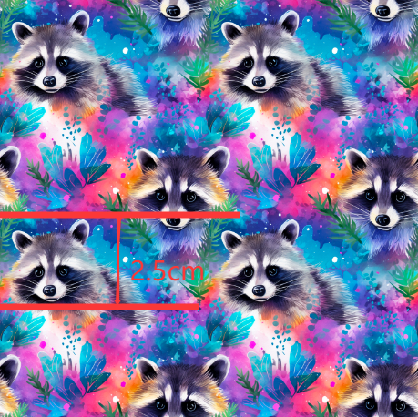 Raccoon Colorful Smooth Printed Faux Leather Sheet FeeFiFauxLeather