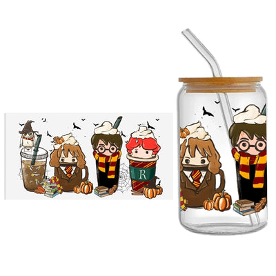 Harry Potter UV DTF Glass Can Wrap for 16 oz Libbey Glass, Permanent and Ready to Apply, UV dtf Cup Wrap ready to ship, Glass Can Wrap