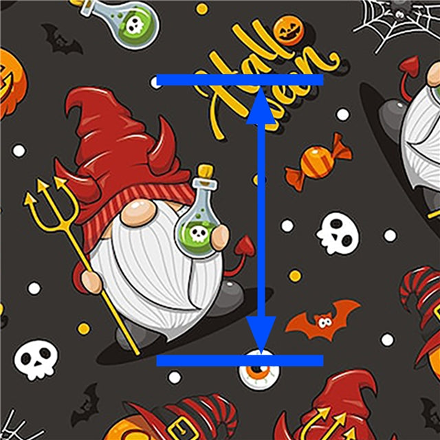 Halloween Gnomes Litchi Printed Faux Leather Sheet Litchi has a pebble like feel with bright colors