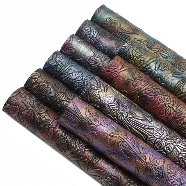Embossed Design Leather Look Printed Faux Leather Sheet FeeFiFauxLeather