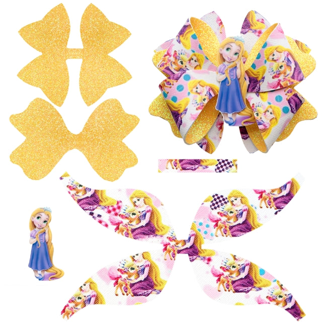 Rapunzel Printed Faux Leather Pre-Cut Bow Includes Centerpiece