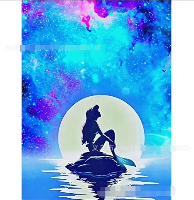 5D DIY Diamond Painting Kit, Mermaid Painting, 11. 8 X 15.7 Inches, Diamond Art Full Round Drill Diamond Embroidery Mosaic Sticker Painting Art Decoration