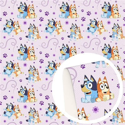 Bluey and Friends Litchi Printed Faux Leather Sheet Litchi has a pebble like feel with bright colors
