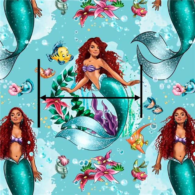 The Little Mermaid Ariel Litchi Printed Faux Leather Sheet Litchi has a pebble like feel with bright colors