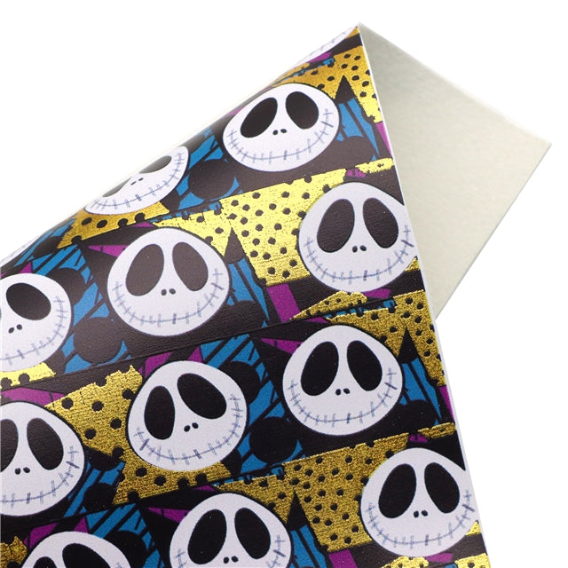 Nightmare Before Christmas Gold Foil Printed Faux Leather Sheet Bright colors