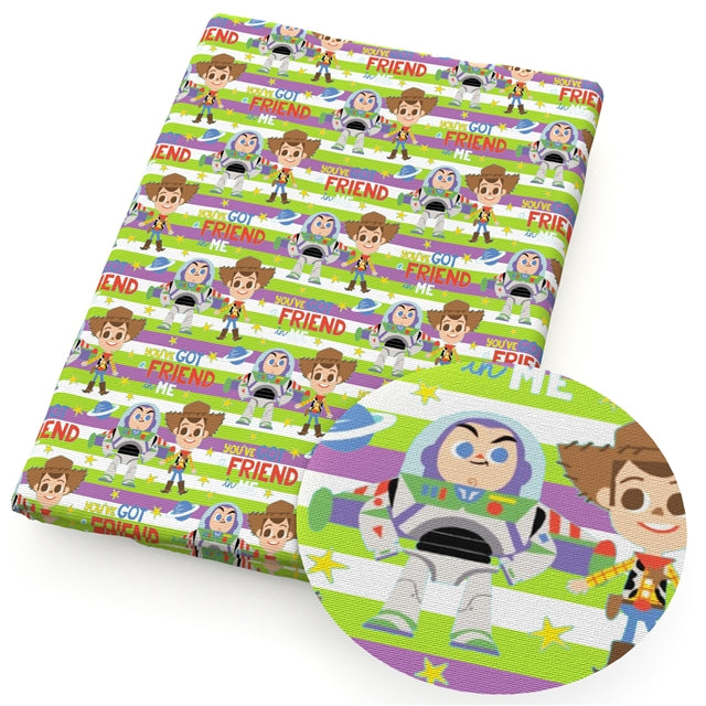 Toy Story Litchi Printed Faux Leather Sheet Litchi has a pebble like feel with bright colors