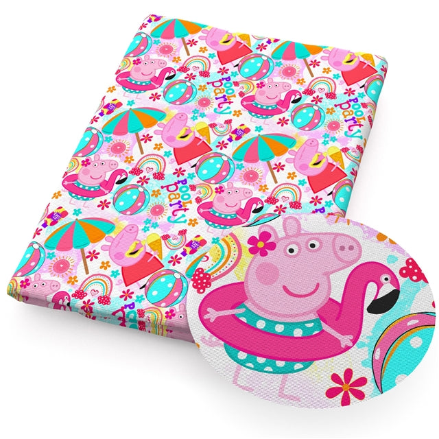 Peppa Pig Litchi Printed Faux Leather Sheet Litchi has a pebble like feel with bright colors