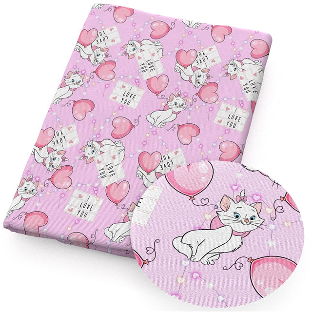 Marie The Aristocats Printed Faux Leather Sheet Litchi has a pebble like feel with bright colors