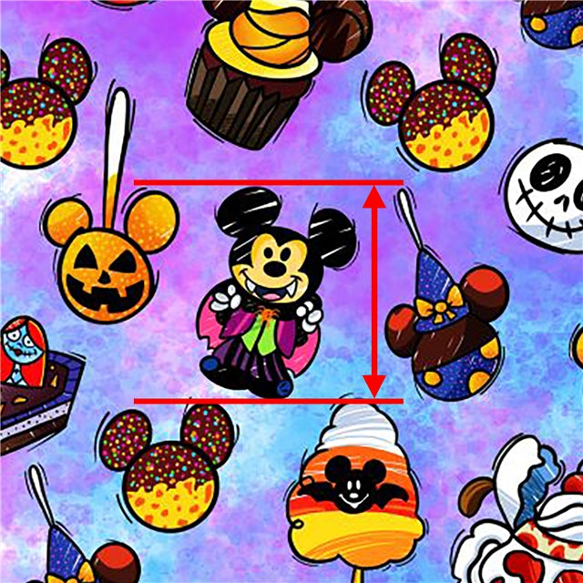 Mickey Snacks Litchi Printed Faux Leather Sheet Litchi has a pebble like feel with bright colors