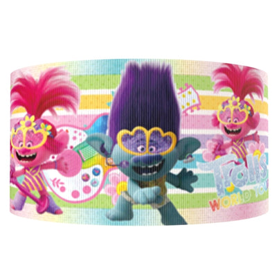 Trolls 1 Yard Printed 2 1/2 inch on Grosgrain Ribbon, Potter Ribbon, Character Ribbon, Cut to Size, View Store For More Patterns