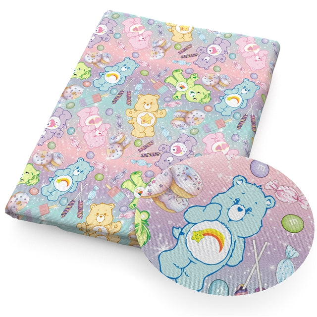 Care Bears Litchi Printed Faux Leather Sheet Litchi has a pebble like feel with bright colors