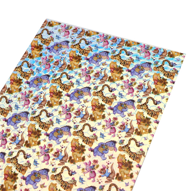 Winnie The Pooh Holographic Laser Printed Faux Leather Print Sheet