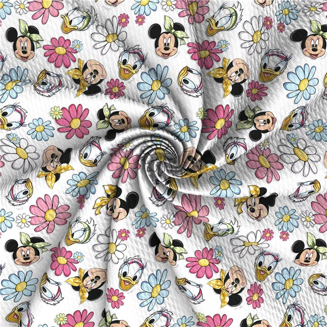 Mouse and Friends Flowers Textured Liverpool/ Bullet Fabric