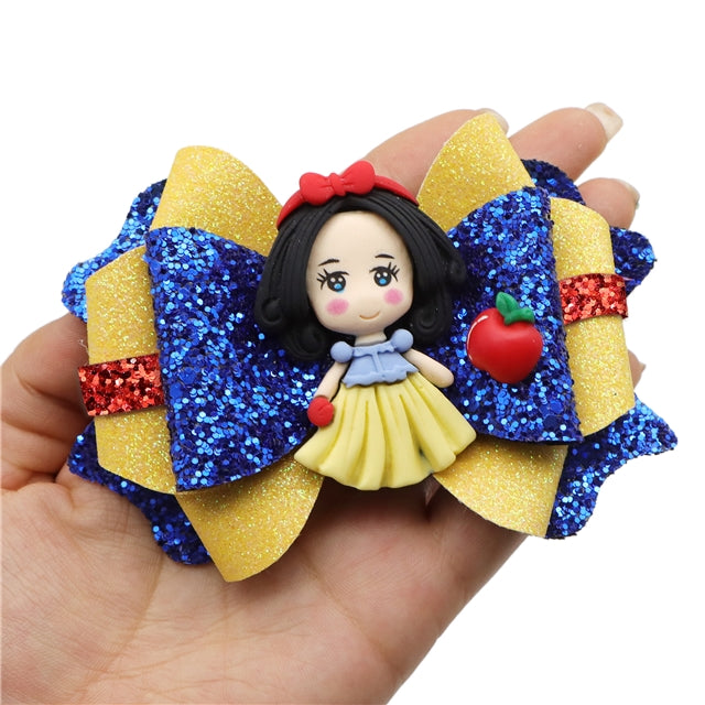 Snow White Princess Printed Faux Leather Pre-Cut Bow Includes Centerpiece