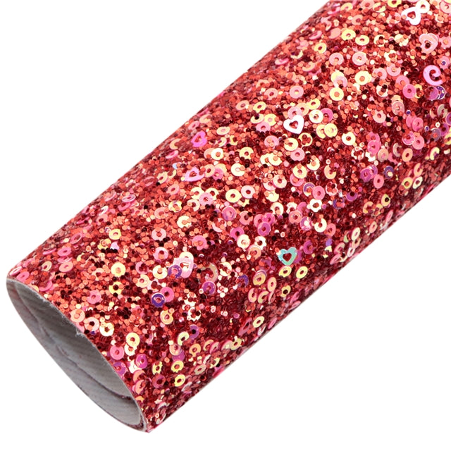 Multiple Colors Large Sequins Glitter Faux Leather Sheet