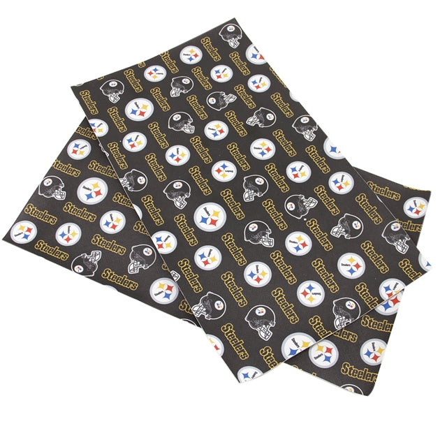 Steelers Football Printed Litchi Faux Leather Sheet