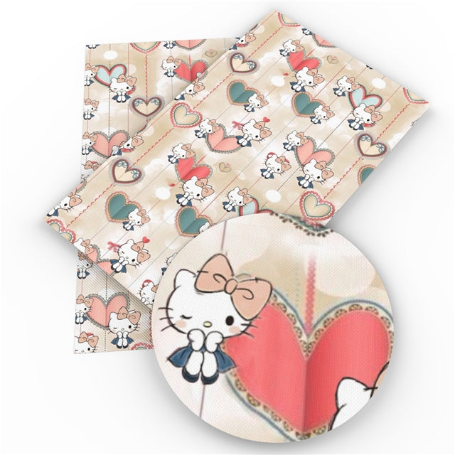 Hello Kitty Printed Faux Leather Sheet Litchi has a pebble like feel with bright colors