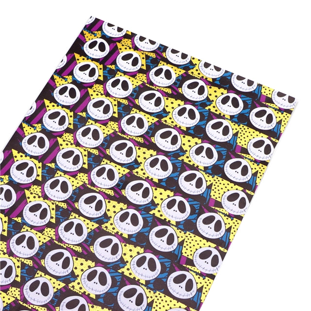 Nightmare Before Christmas Gold Foil Printed Faux Leather Sheet Bright colors