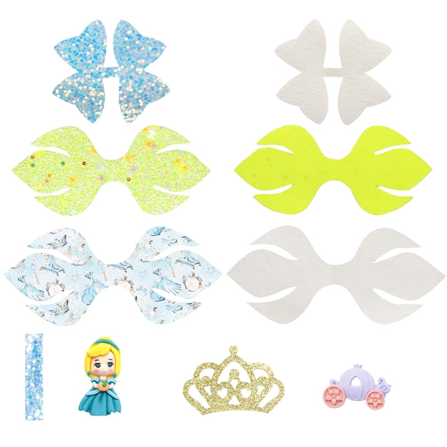 Cinderella Princess Printed Faux Leather Pre-Cut Bow Includes Centerpiece