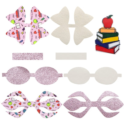 Back To School Printed Faux Leather Pre-Cut Bow Includes Centerpiece