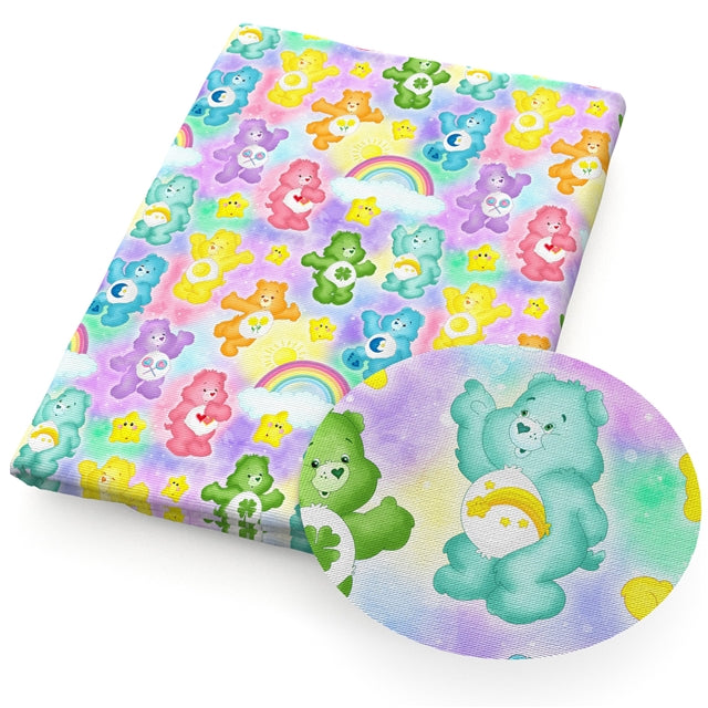 Care Bears Litchi Printed Faux Leather Sheet Litchi has a pebble like feel with bright colors