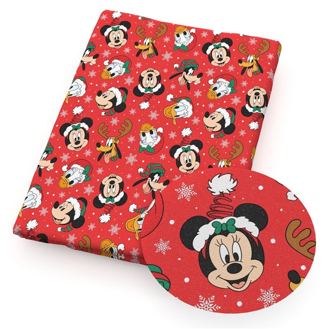 Minnie and Friends Christmas Textured Liverpool/ Bullet Fabric