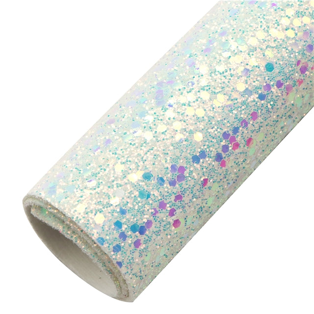 Holographic Chunky Glitter Printed Faux Leather