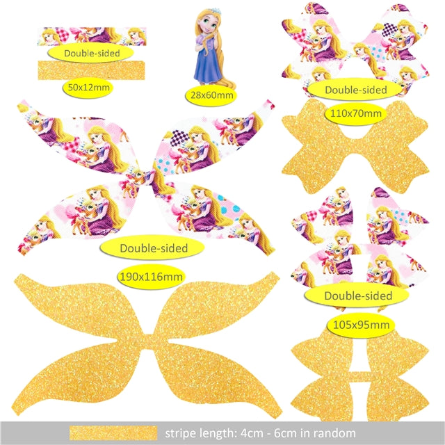 Rapunzel Printed Faux Leather Pre-Cut Bow Includes Centerpiece