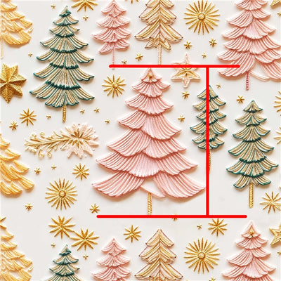 Christmas Trees Litchi Printed Faux Leather Sheet Litchi has a pebble like feel with bright colors
