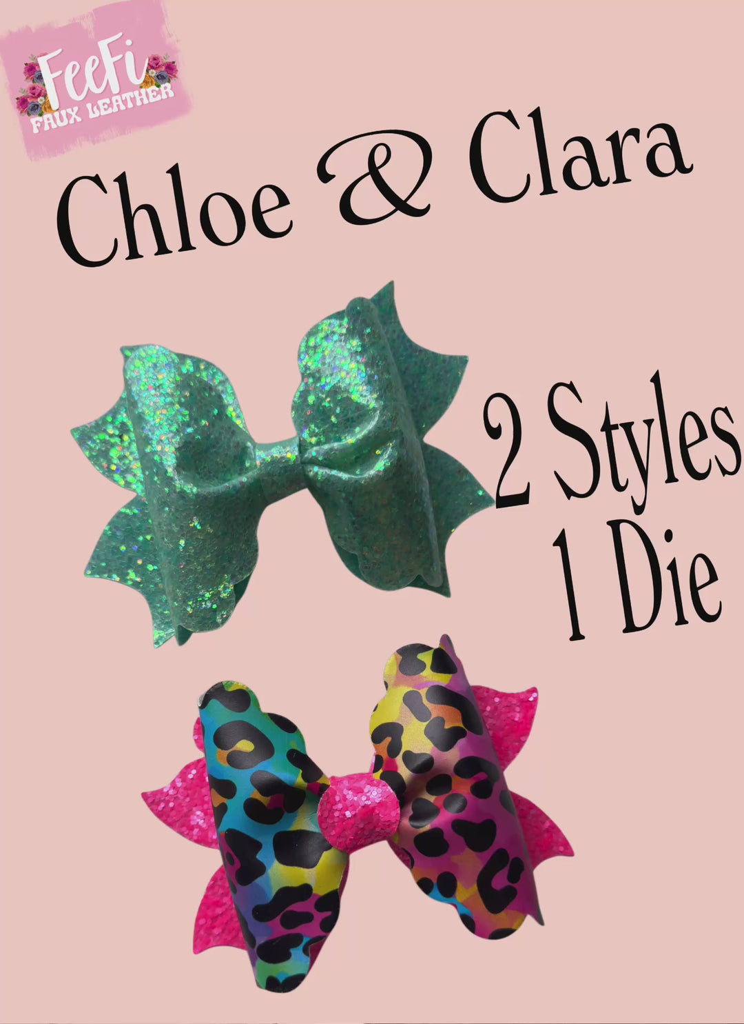 Chloe & Clara Pinch Bow Die for Making Bows using Cutter 5 Inch Bow