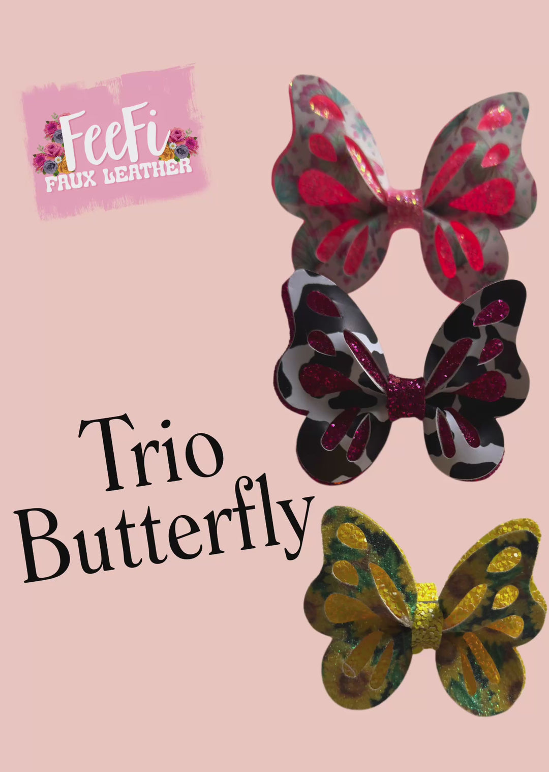 Trio Butterfly Die for Making 3 Inch Hair Bows
