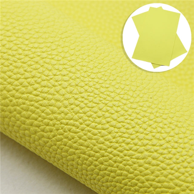 Solid Small Litchi Printed Faux Leather Sheet Litchi has a pebble like feel with bright colors