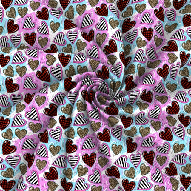 Leopard Hearts Valentine Textured Liverpool/ Bullet Fabric