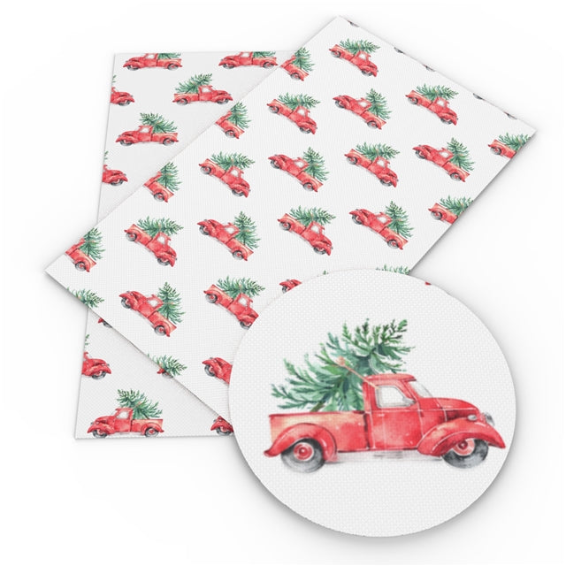 Red Christmas Truck Bullet Textured Liverpool Fabric