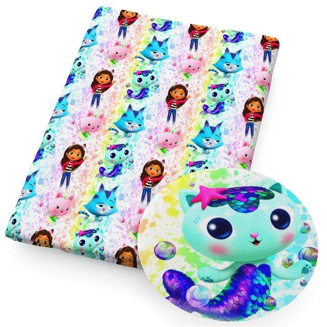 Gabby's Dollhouse Litchi Printed Faux Leather Sheet Litchi has a pebble like feel with bright colors