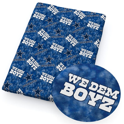 Cowboys Football Printed Faux Leather Sheet Litchi has a pebble like feel with bright colors
