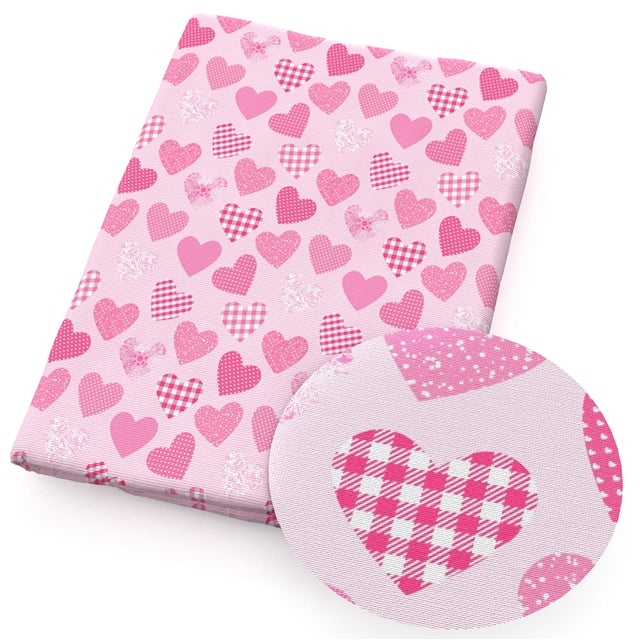 Pink Hearts Valentine Textured Liverpool/ Bullet Fabric with a textured feel