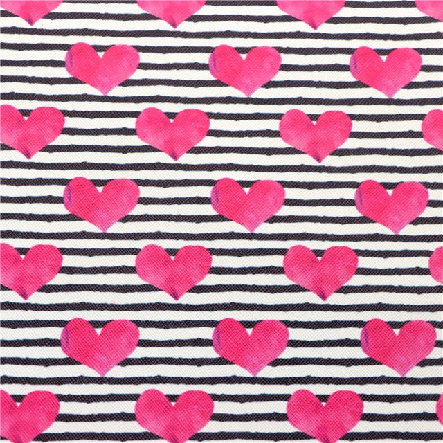 Hearts with Glitter Double Pattern Faux Leather Sheet